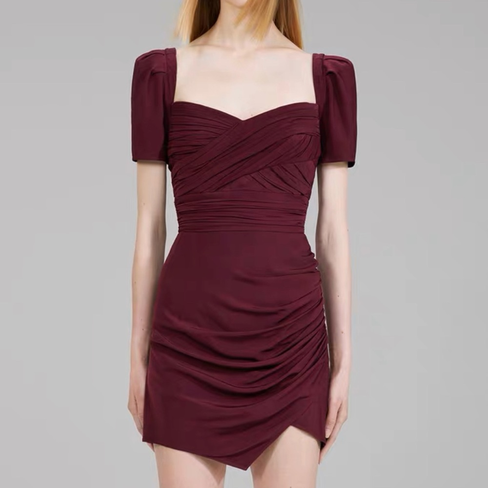 Self-portrait iris stretch crepe mini dress